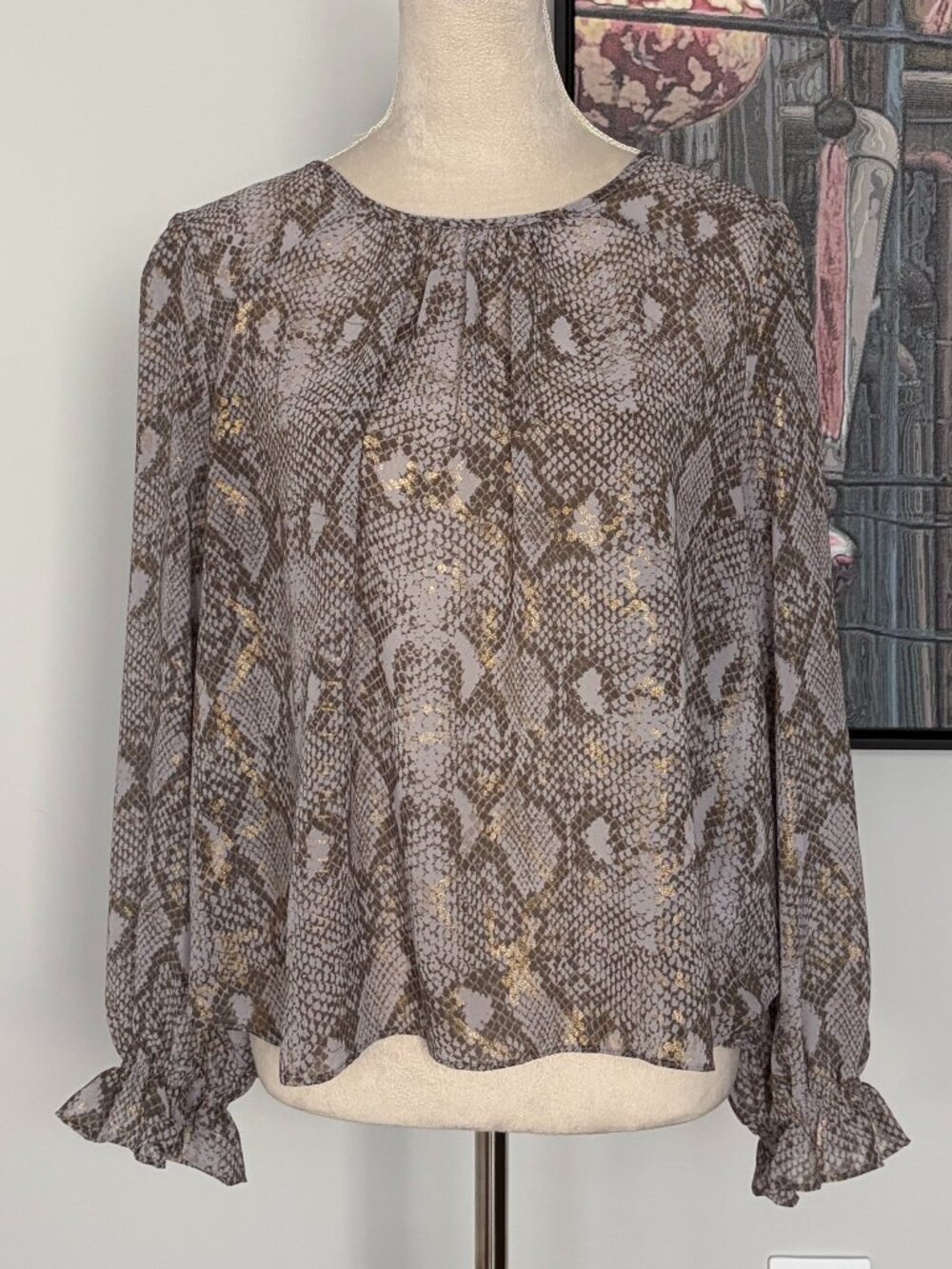 Sincerely Jules Lilac Snakeskin Print Blouse L